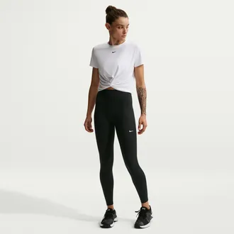 Nike Womens One Seamless Front High-Waisted Full-Length Leggings in Black | HJ9195-013