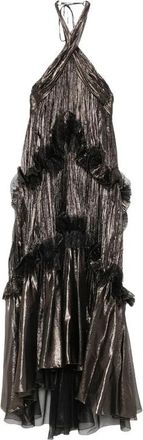 Maria Lucia Hohan Jurk met metallic effect en veterdetails - Dames - Feestkleedjes - Bruin - 2XS - Kleedjes