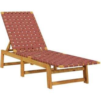 vidaXL Vidaxl - Tumbona De Madera Maciza De Acacia Y Tela Roja