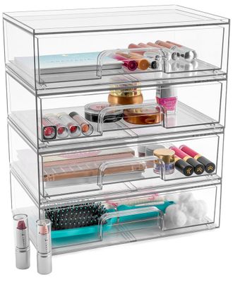 Sorbus Set Of 4 Acrylic Makeup Pull-Out Storage Containers