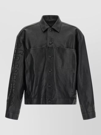 Balenciaga collared shirt style jacket embroidered sleeves