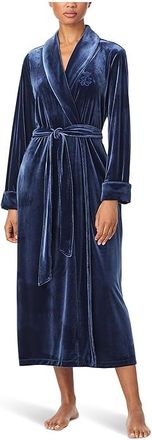Lauren Ralph Lauren Velvet Long Shawl Collar Robe Womens Robe Blue : XL (US 16-18), Polyester/Velvet