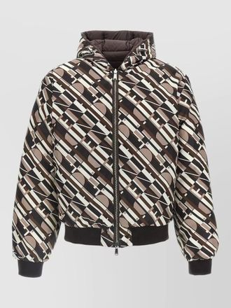 Fendi hooded reversible down jacket ribbed trims