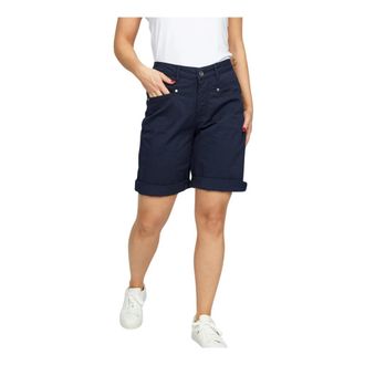 2-Biz Navy Blauwe Katoenen Shorts Tessa. Hs24 - Dames - Korte Broeken - Blauw - M - Katoen - Korte Broeken
