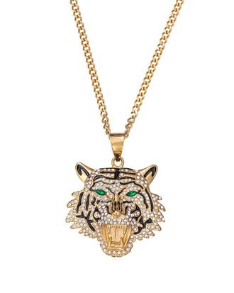 Eyecandy LA Eye Candy La The Bold Collection Titanium Cz Tigers Head Pendant Necklace