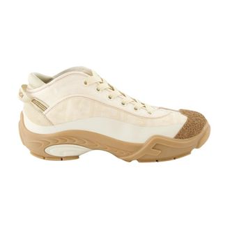 Fendi Schoenen, Heren, Beige, 39 EU, Leer, Tweekleurige Sneakers met Veters en Kurken Neus