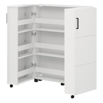 Dmora Scarpinero Ystad, Mueble Zapatero 9 Estantes, 2 Puertas, Doble Capacidad, Con Ruedas, 92x33x113h Cm Blanco Mate