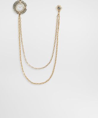 Dolce & Gabbana Watch Brooch With Rhinestones - Man Bijoux Gold Metal Onesize