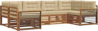 vidaXL Conjunto De Sof&aacute;s De Exterior 6 Uds. Natural Y Beige Vidaxl