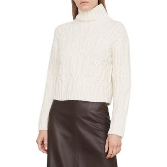Vince Interlaced Alpaca Blend Turtleneck Sweater in Cream at Nordstrom Rack, Size X-Large