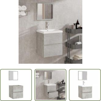 vidaXL Specchio da bagno - Mobile da Bagno con Specchio Grigio Cemento Legno Multistrato