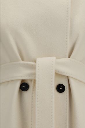 Max Mara Womens Double-Breasted Wool Coat White Fleece (ovis Aries)