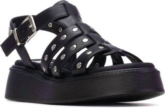 Xti Womens Flat Studded Strap Sandals In Black