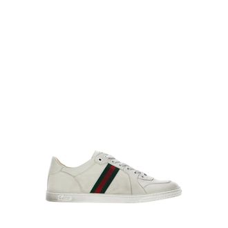 Gucci Schoenen, Dames, Wit, 37 EU, Leer, Stretch Low-Top Sneaker