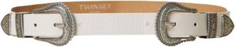 Twinset Witte Texaanse Gesp Riem - Dames - Riemen - Wit - L - Leer - Accessoires