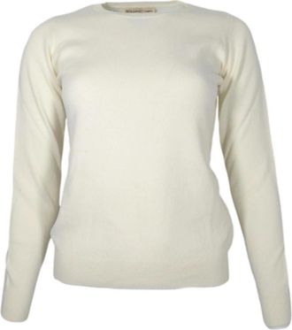 Cashmere Company Zachte Crewneck Trui in Wit - Dames - Ronde hals truien - Wit - M - Wol - Truien & Vesten