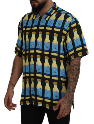 Dolce & Gabbana Mens Multicolor Printed Viscose Casual Shirt