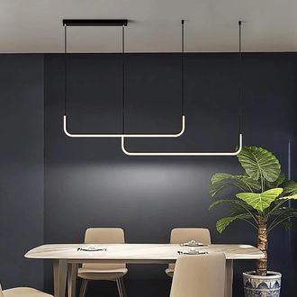 Trade Shop Trade Shop - Copy Of Lampadario Sospensione 21w Lineare Orizzontale Minimal Moderno Nero Luce Led 50445