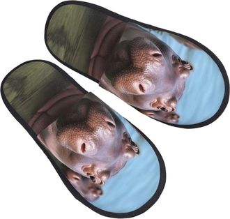 Generic Slippers Cute Hippos Unisex Fleece Slippers Soft House Shoes For Guest Room Room Women M