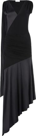 Nina Ricci asymmetrical midi dress - women - Silk/Viscose - 34 - Black