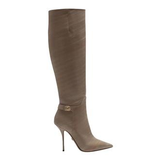 Dolce & Gabbana Heeled Boots, female, Beige, Size: 10 US Heeled Leather Boots