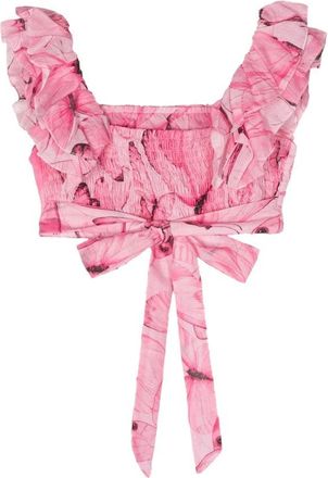 Blumarine Butterfly Motif Cotton T-Shirt - Pink