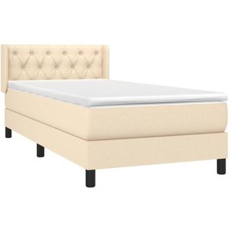 vidaXL Cama Box Spring Con Colch&oacute;n Tela Color Crema 80x200 Cm Vidaxl