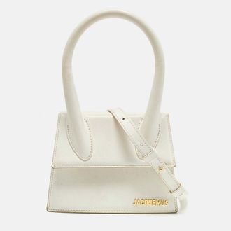 Jacquemus Le Chiquito Moyen White Leather Top Handle Bag