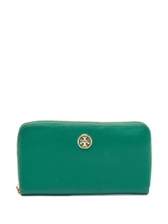 Tory Burch leather zip wallet - women - Leather - One Size - Green
