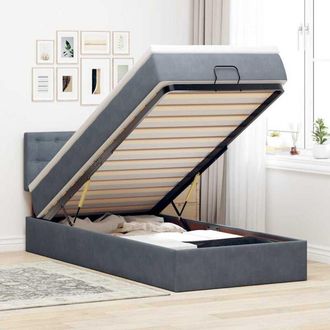 vidaXL Estructura Cama Otomana Colch&oacute;n Terciopelo Gris Oscuro Vidaxl