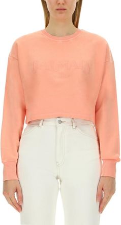Balmain Pink Logo Crew Neck Sweatshirt