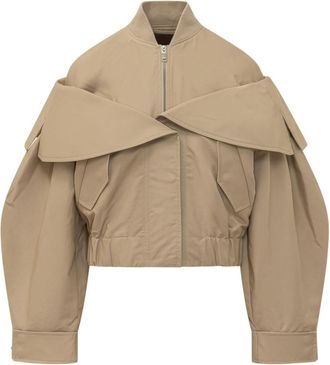Ganni Beige Mock Collar Jacket