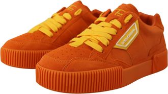 Dolce & Gabbana Womens Orange Leather P.j. Tucker Sneakers Shoes Suede