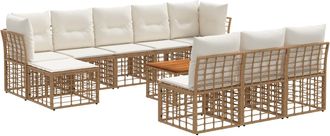 vidaXL Conjunto De Sof&aacute;s De Exterior 11 Uds. 10 Plaza Natural Y Crema Vidaxl