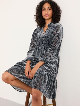 Fat Face FatFace Riley Dark Grey Petite Devore Mini Dress