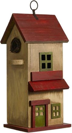 Glitzhome Solid Wood Cottage Decorative Outdoor Garden Birdhouses in Red at Nordstrom, Size Medium