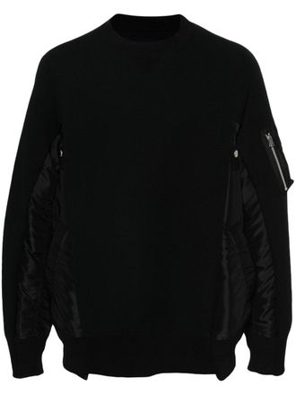 sacai panelled crew-neck sweatshirt - Black