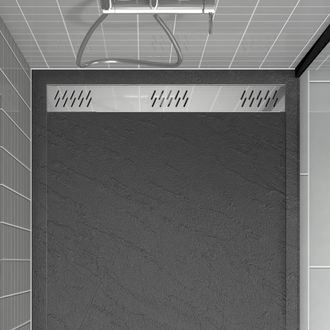 Aurlane Aurlane - Rejilla Lineal De Aluminio Acabado Cromo Para Platos De Ducha - 79,5x11x0,2cm - Grid Line Chrome