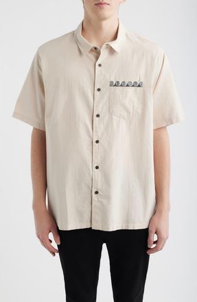 Rip Curl Short Sleeve Cotton Seersucker Button-Up Shirt in Vintage White at Nordstrom, Size Xx-Large