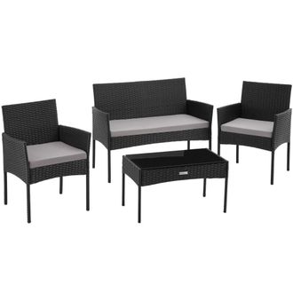 TecTake Conjunto de jard&iacute;n de polirrat&aacute;n para 4 personas, resistente, negro