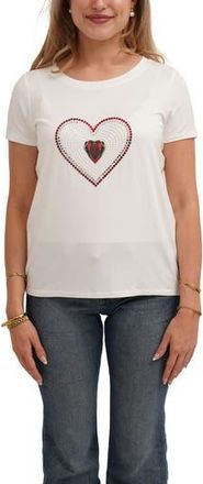 Cyrus Beaded Heart T-Shirt in Bone at Nordstrom Rack, Size X-Large