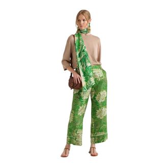 Maliparmi Wide Trousers, female, Green, Size: 2XL Print Trousers