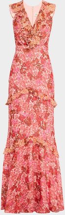 Saloni Rita Tiered Ruffle Cocktail Dress