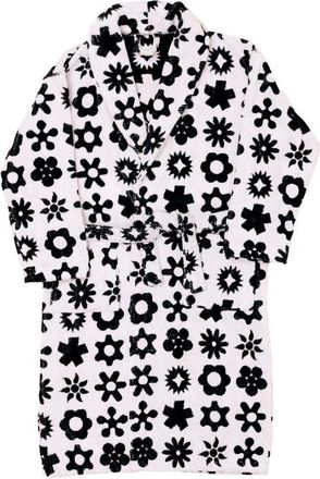 Dusen Dusen Flower Cotton Bathrobe in Black And White at Nordstrom, Size X-Large