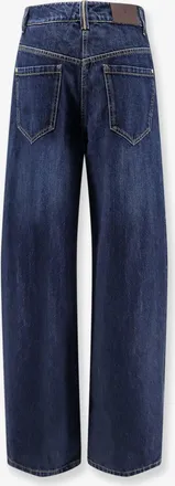 Brunello Cucinelli Womens Jeans Wide Barrel Blue Cotton