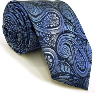 Shlax & Wing Ties for Men Blue Paisley Luxury Grooms Accessories Classic Size