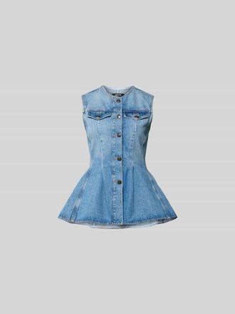Rotate Flared Fit Top in Denim-Optik in Jeansblau, Gr&ouml;&szlig;e 34