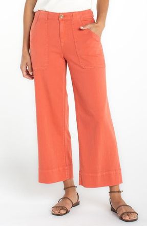 Liverpool L.A. Stride High Waist Crop Wide Leg Utility Pants in Red Clay at Nordstrom, Size 14P