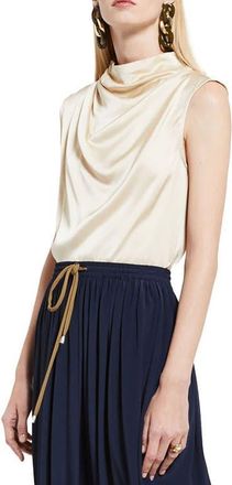 ottod'Ame Draped Satin Sleeveless Top in Ecru at Nordstrom, Size 40 It