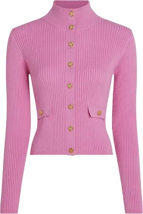 Karl Lagerfeld Cardigan a collo alto a coste - Rosa